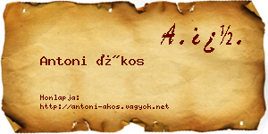 Antoni Ákos névjegykártya