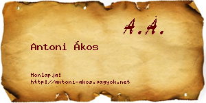 Antoni Ákos névjegykártya